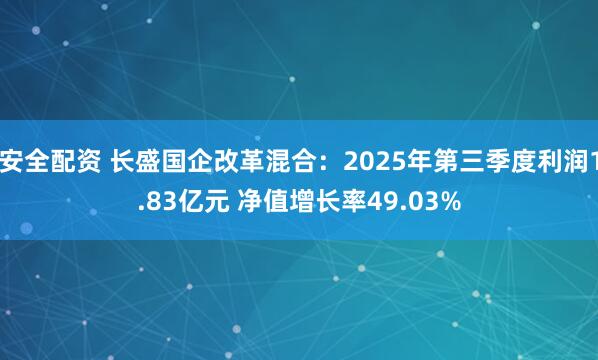 安全配资 长盛国企改革混合:2025年第三季度利润1.83亿元 净值增长率49.03%