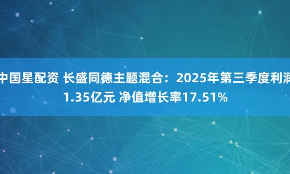 中国星配资 长盛同德主题混合：2025年第三季度利润1.35亿元 净值增长率17.51%