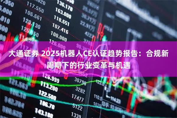 大通证券 2025机器人CE认证趋势报告：合规新周期下的行业变革与机遇