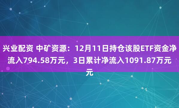 兴业配资 中矿资源:12月11日持仓该股ETF资金净流入794.58万元,3日累计净流入1091.87万元