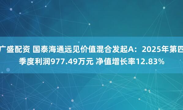 广盛配资 国泰海通远见价值混合发起A：2025年第四季度利润977.49万元 净值增长率12.83%